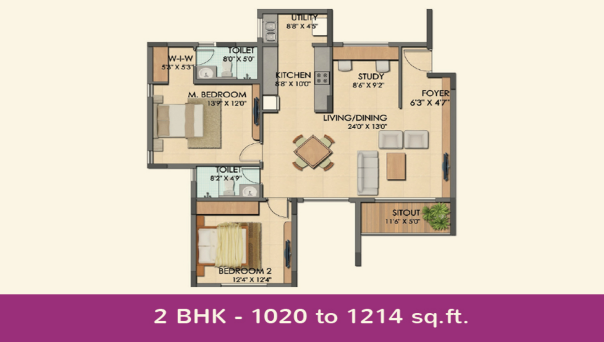 Ambara Esatets Axis Experia 2BHK Plan 1920x1080